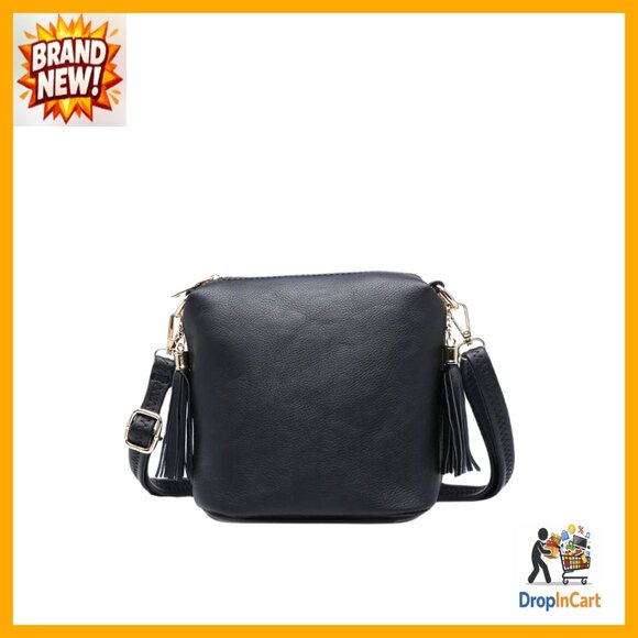 Vegan Leather Crossbody Bag with Tassel Zippers Chic Minimal Everyday